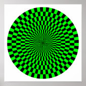 Op Art Wheel - groen en zwart Poster (Voorkant)