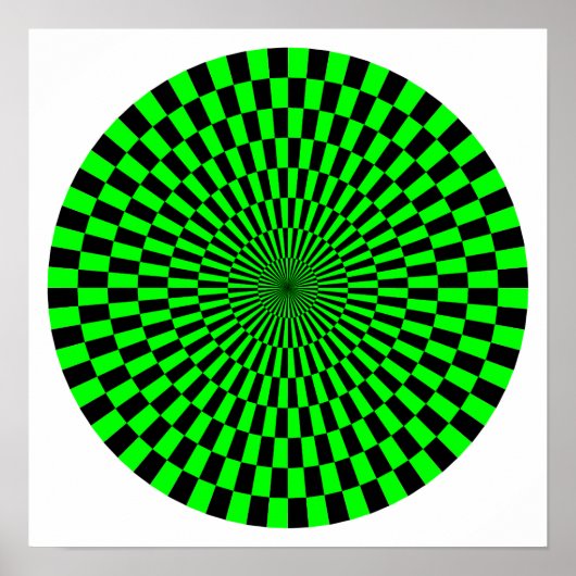 Op Art Wheel - groen en zwart Poster (Voorkant)