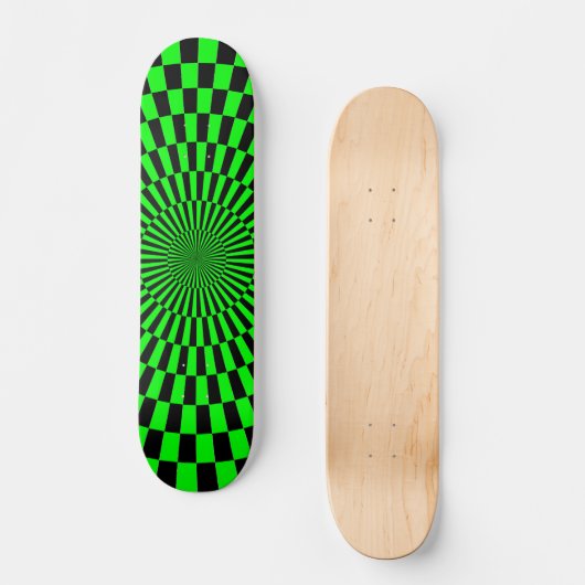 Op Art Wheel - groen en zwart Skateboard (Voorkant)