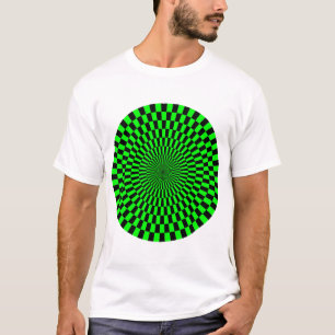 Op Art Wheel - groen en zwart T-shirt