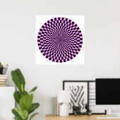 Op Art Wheel - Licht Violet en Zwart Poster (Thuiskantoor)