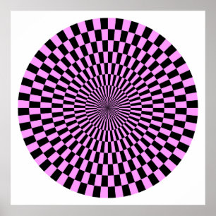 Op Art Wheel - Licht Violet en Zwart Poster