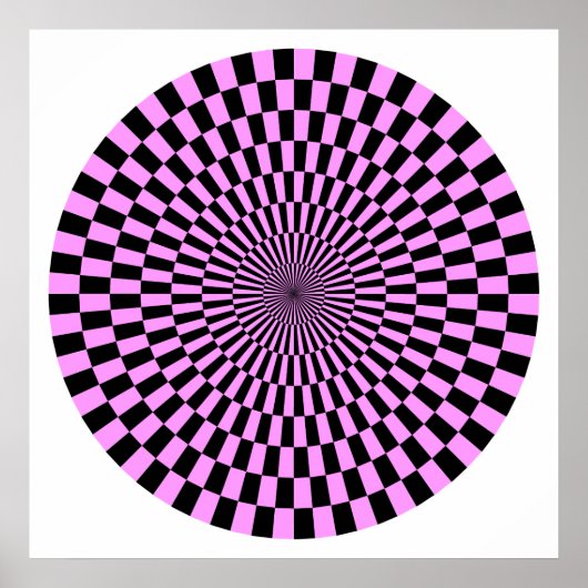 Op Art Wheel - Licht Violet en Zwart Poster (Voorkant)
