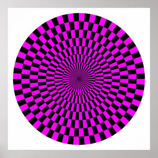Op Art Wheel - Magenta en Black Poster (Voorkant)