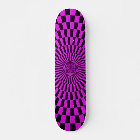 Op Art Wheel — Magenta en Black Skateboard (Voorkant)