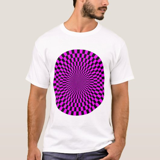 Op Art Wheel - Magenta en Black T-shirt (Voorkant)