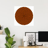Op Art Wheel - Oranje en zwart Poster (Thuiskantoor)
