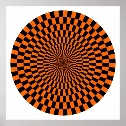 Op Art Wheel - Oranje en zwart Poster (Voorkant)