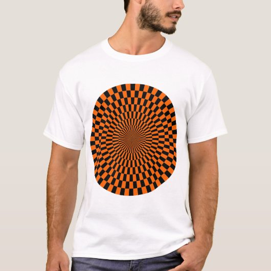 Op Art Wheel - Oranje en zwart T-shirt (Voorkant)