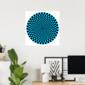 Op Art Wheel - Sky Blue en Black Poster (Thuiskantoor)