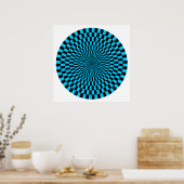 Op Art Wheel - Sky Blue en Black Poster (Keuken)