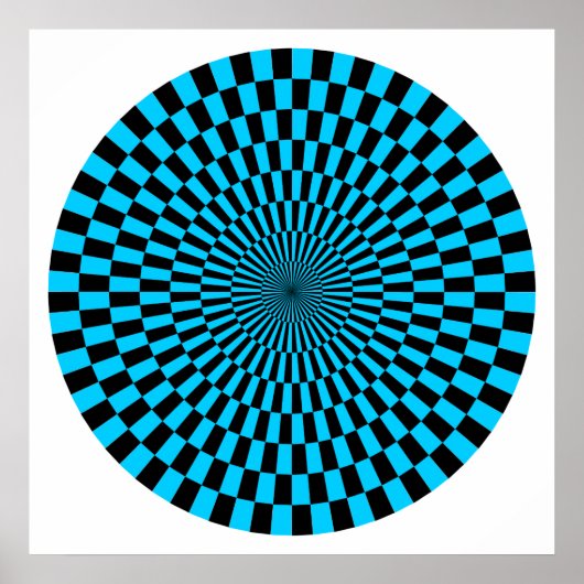 Op Art Wheel - Sky Blue en Black Poster (Voorkant)