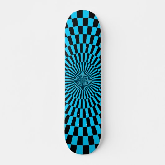 Op Art Wheel - Sky Blue en Black Skateboard (Voorkant)