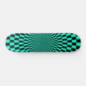 Op Art Wheel - Turquoise en Black Persoonlijk Skateboard (Horizontaal)