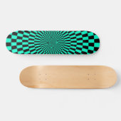 Op Art Wheel - Turquoise en Black Persoonlijk Skateboard (Horizontaal)