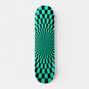Op Art Wheel - Turquoise en Black Persoonlijk Skateboard