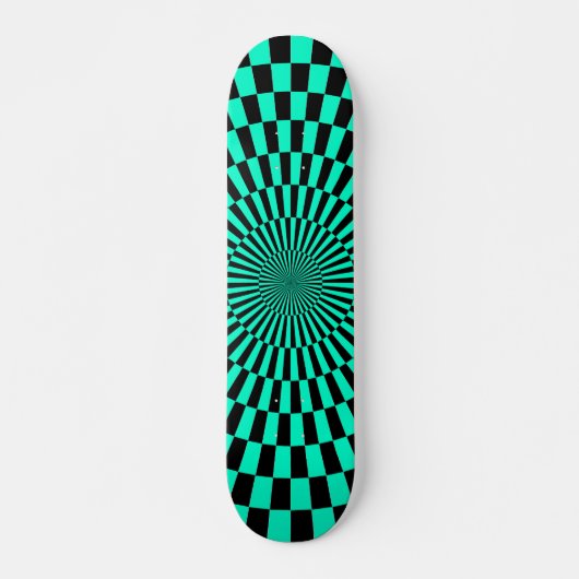 Op Art Wheel - Turquoise en Black Persoonlijk Skateboard (Voorkant)