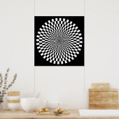 Op Art Wheel - zwart en wit op zwart Poster (Keuken)