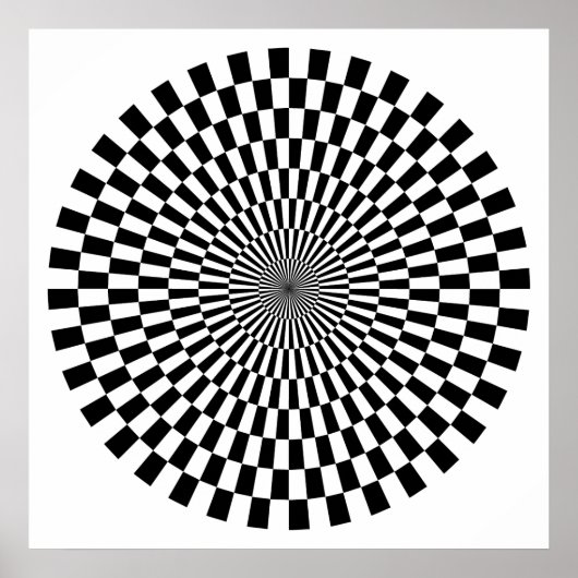 Op Art Wheel - zwart en wit Poster (Voorkant)
