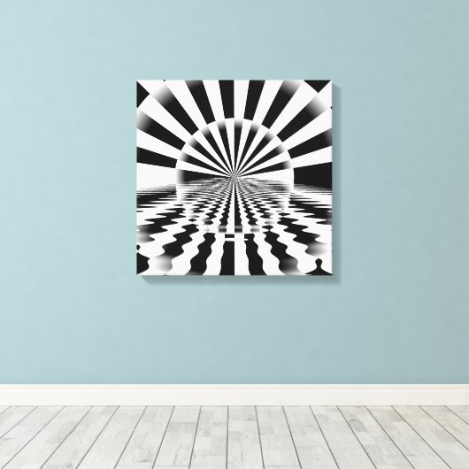 Op art zonsopgang canvas afdruk (Insitu (Houten vloer))