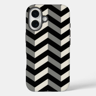 Op Art Zwart-wit Chevron Patroon iPhone 16 Hoesje