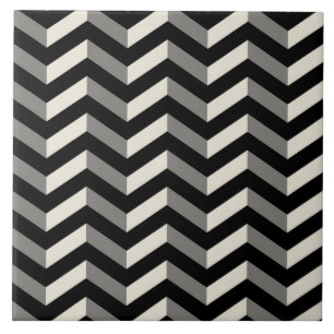 Op Art Zwart-wit Chevron Patroon Tegeltje