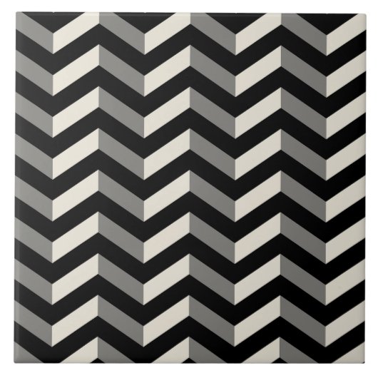 Op Art Zwart-wit Chevron Patroon Tegeltje (Voorkant)