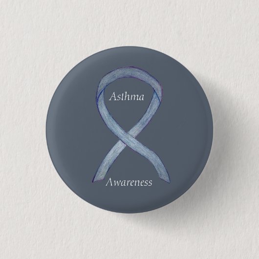 Op asthmama-bewustzijnlint aangepaste knopspelden ronde button 3,2 cm (Voorkant)