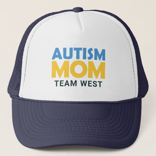 Op Autisme Moeder Blauw Geel Gepersonaliseerde Tea Trucker Pet (Voorkant)