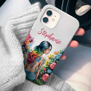 Op Autismebewustzijn Gerichte Vrouw Wilde Bloemen  iPhone 15 Case