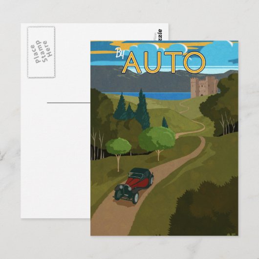 Op auto briefkaart (Voorkant / Achterkant)