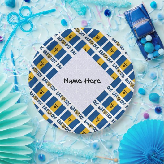 Op Barbados en Barbadian Flag Getuigd Papieren Bordje (Feest)