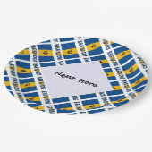 Op Barbados en Barbadian Flag Getuigd Papieren Bordje (Gekanteld)