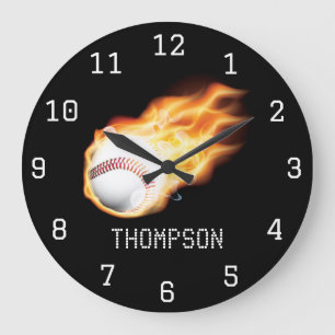 Op baseballthema gepersonaliseerde naam toevoegen grote klok
