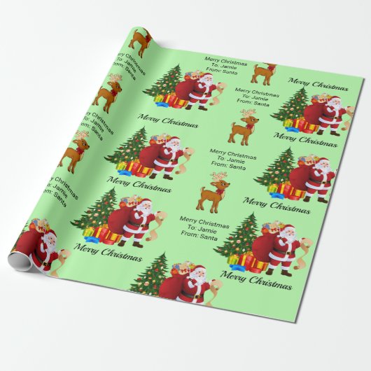 Op basis van kerstpapier uit de naam van Santa Chi Cadeaupapier (Uitgerold)