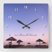 Op Beach Time California Paars Pink Sunset Foto Vierkante Klok (Voorkant)