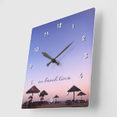 Op Beach Time California Paars Pink Sunset Foto Vierkante Klok (Hoek)