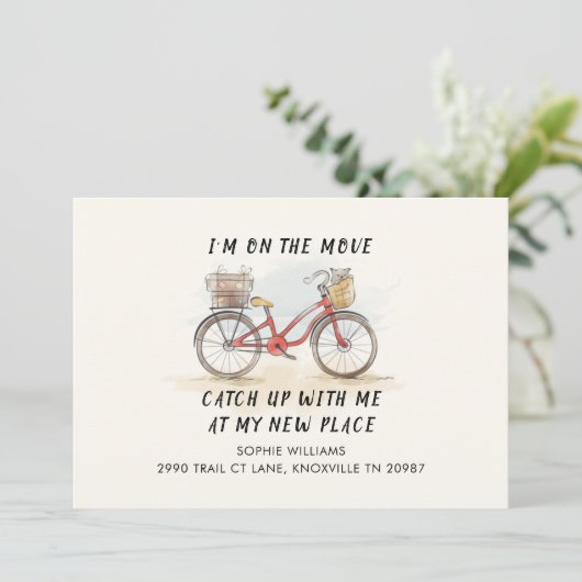 Op Beweging met Kat Bicycle Nieuw Adres Bewegend (Staand voorkant)