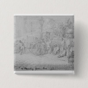 Op Bloomsbury Square tijdens de hittegolf, 1828 Vierkante Button 5,1 Cm