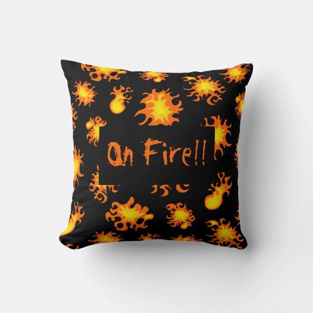 Op brandende flames Funny Quote Custom Black Kussen (Voorkant)