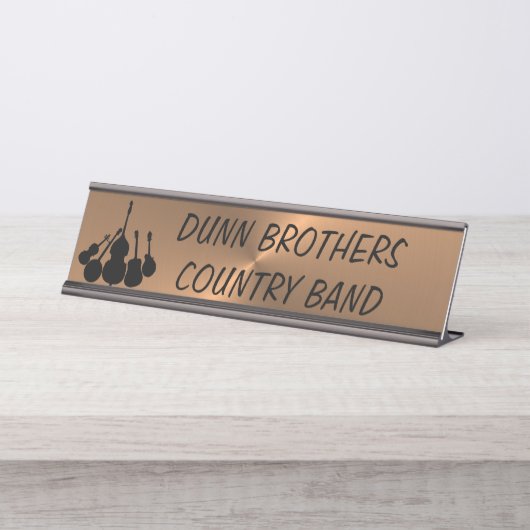 OP BRUSHED COPPER BUREAU NAAMBORDJE (Voorkant)