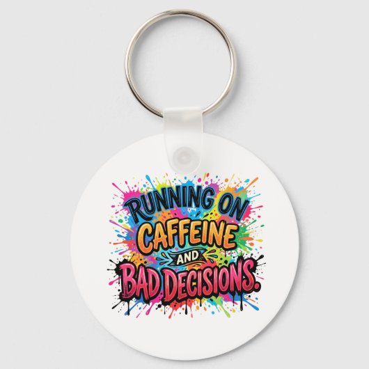 op cafeïne lopen sleutelhanger (Voorkant)