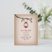 Op Cardstock geïnspireerde rode campinglantaarn Op Aankondigingskaart (Staand voorkant)