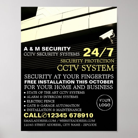 Op CCTV gemonteerde camera, CCTV-beveiliging Adver Poster (Voorkant)