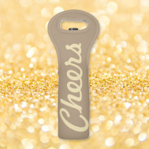 Op Cheers aangepaste wijnfles tas van taupe kleur