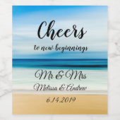 Op Cheers Ocean Sunset Beach Thema Wijn Etiket (Enkel label)