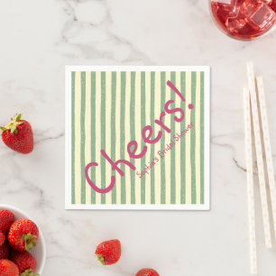 Op Cheers Sage Green Streep Plezierige Bruidsdouch Servet