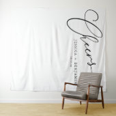 Op Cheers Zwarte Witte Script Aangepaste Trouw Ach Wandkleed (In Situ (horizontaal))
