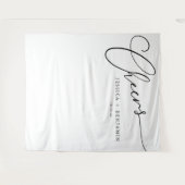 Op Cheers Zwarte Witte Script Aangepaste Trouw Ach Wandkleed (Voorkant (horizontaal))