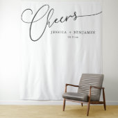 Op Cheers Zwarte Witte Script Aangepaste Trouw Ach Wandkleed (In situ)